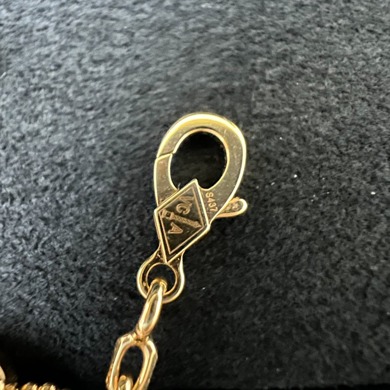 Van Cleef & Arpels VCA Vintage Alhambra 5 Motifs Bracelet with Blue Agate in 18K Yellow Gold (Ref: VCARP34900)