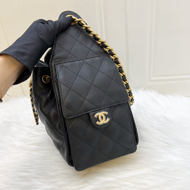 Chanel 25 Small Hobo Bag in Black Caviar and AGHW (Model: AS5293)