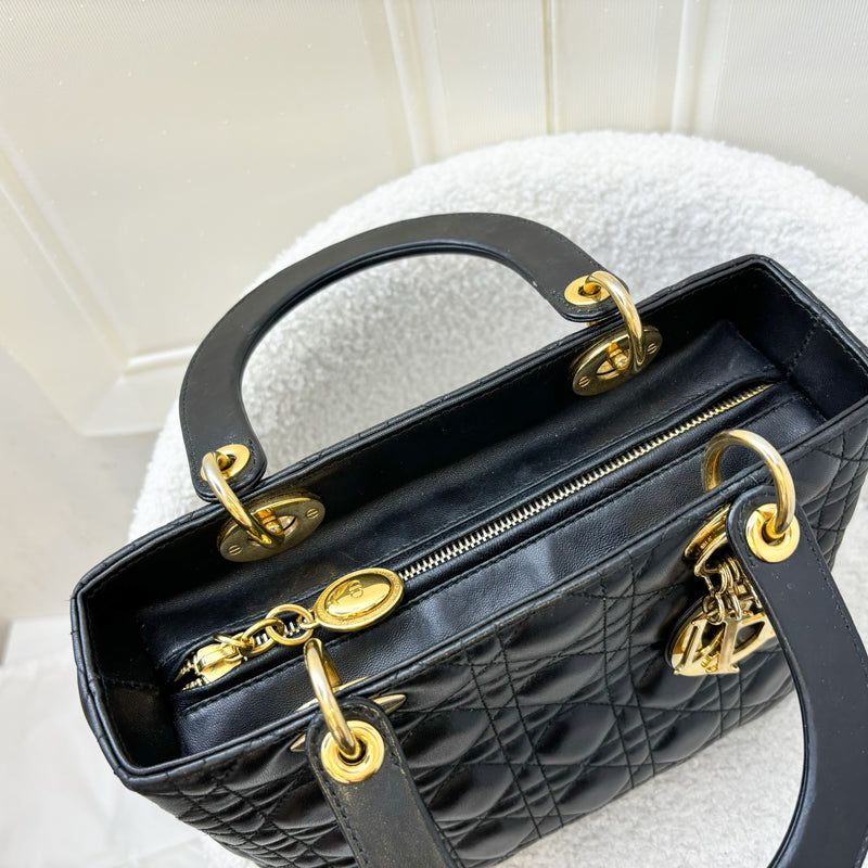 Dior Medium Lady Dior in Black Lambskin and GHW