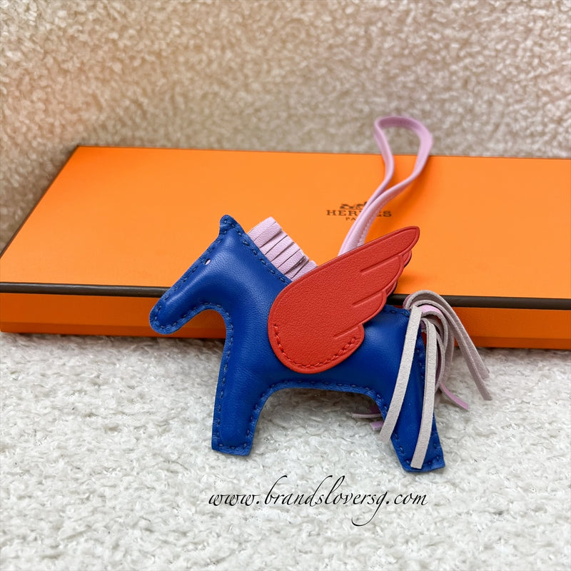 Hermes Rodeo Pegasus PM Charm in Mauve Sylvestre / Blue / Orange