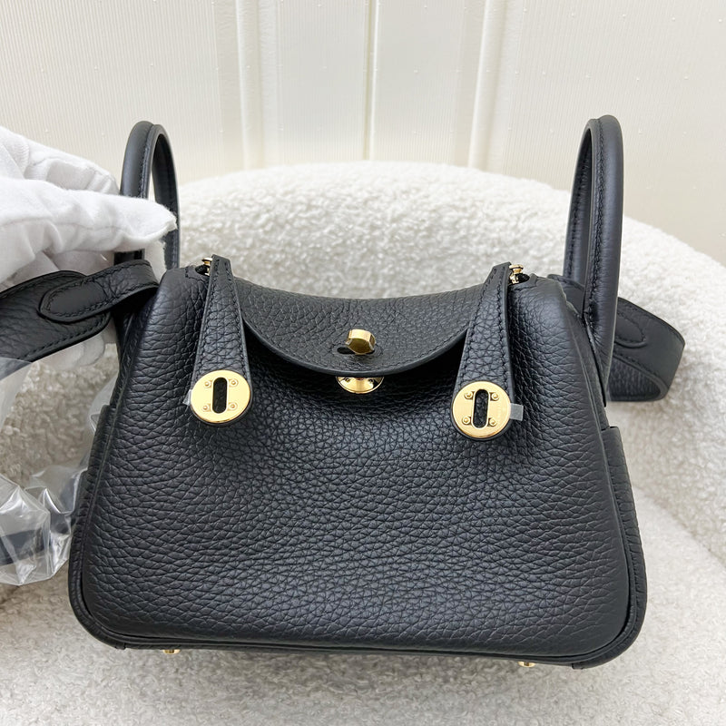 Hermes Mini Lindy in Black Noir Clemence Leather GHW