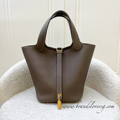 Hermes Picotin 18 in Etoupe Clemence Leather and GHW