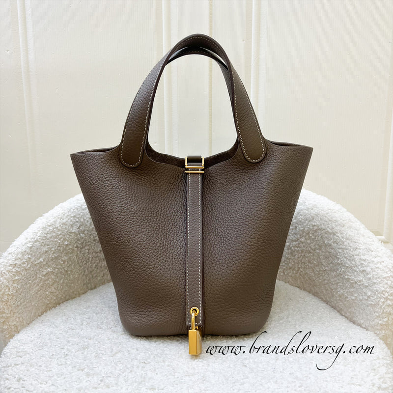 Hermes Picotin 18 in Etoupe Clemence Leather and GHW