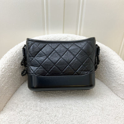 Chanel So Black Small Gabrielle in Black Distressed Leather and Black HW