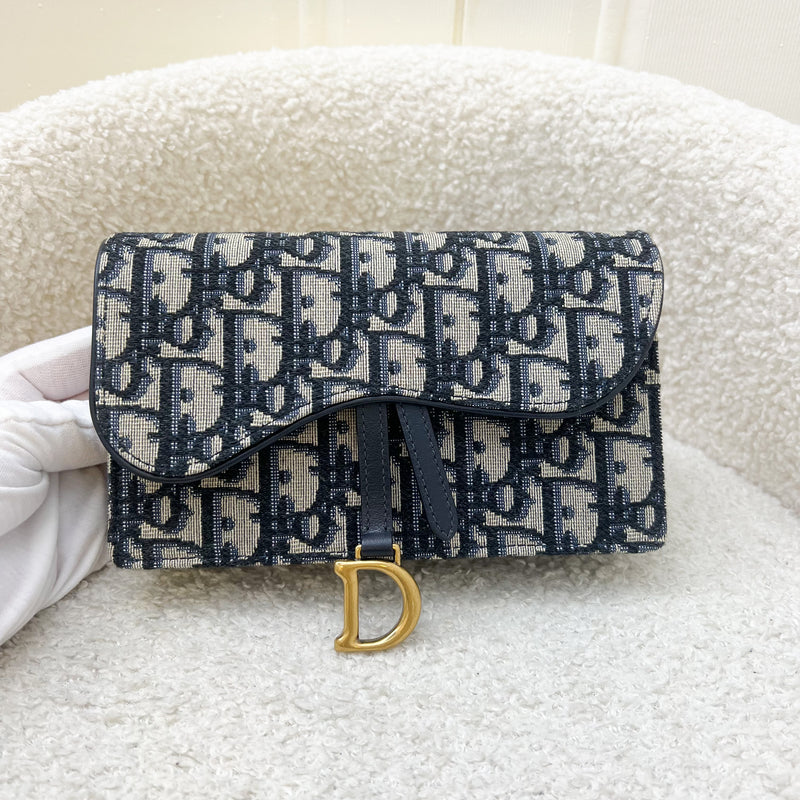 Dior Saddle Belt Pouch in Blue Dior Oblique Jacquard and AGHW