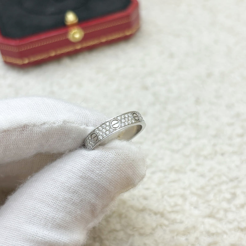 Cartier Diamond-Paved Love Wedding Band in 18K White Gold Sz 50