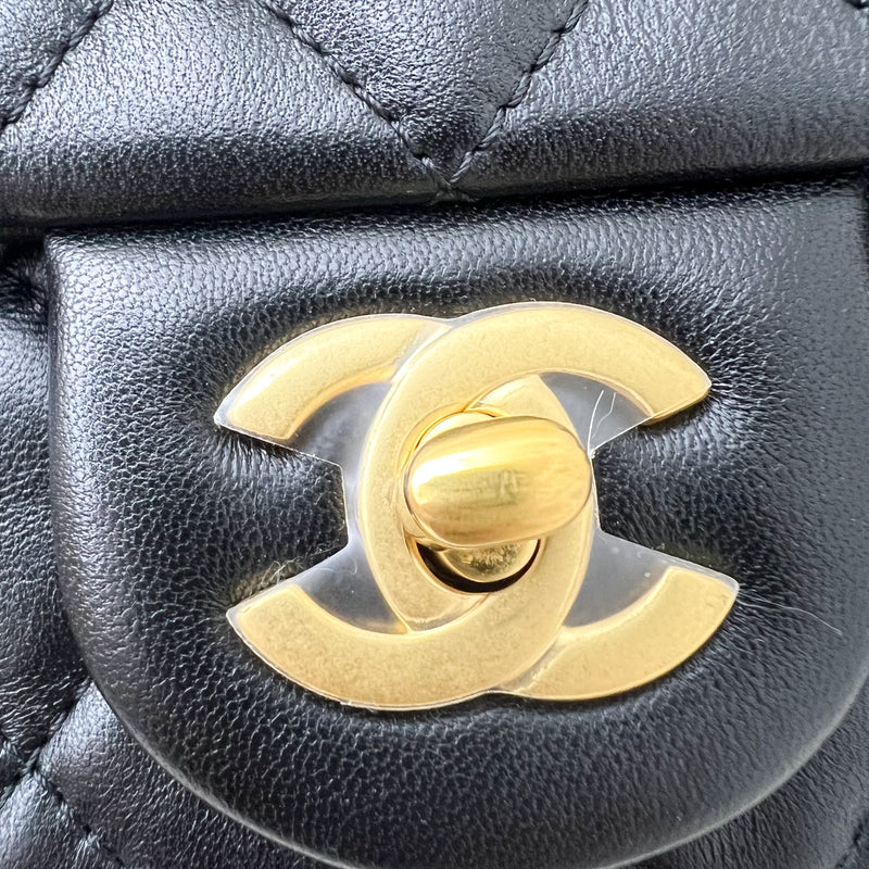 Chanel 22S Pearl Crush Mini Rectangle Flap in Black Lambskin and AGHW