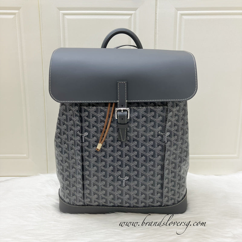 Goyard Alpin MM Backpack in Grey Goyardine Canvas and SHW