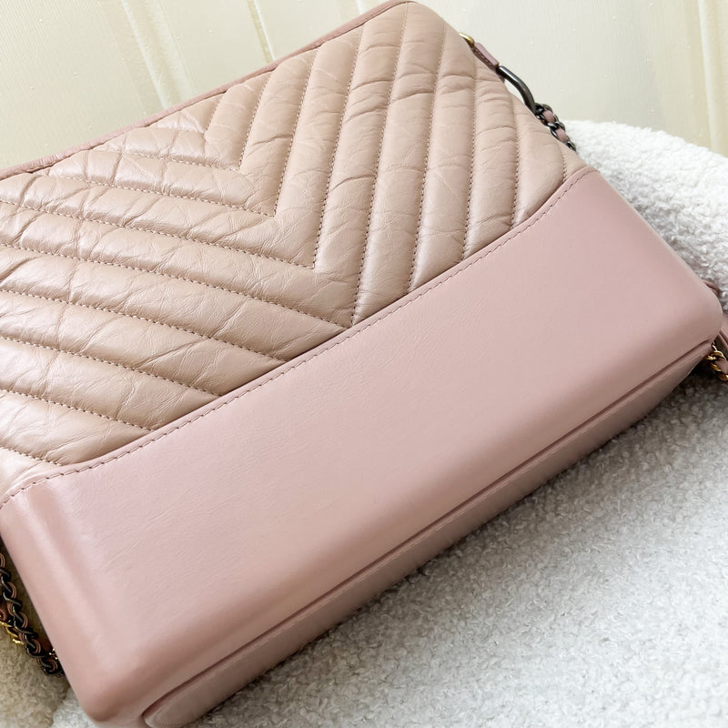 Chanel Medium (New Large) Gabrielle Hobo Bag in Nude Pink Chevron Calfskin and 3-tone HW