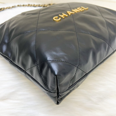 Chanel 22 Small Hobo Bag in Black Calfskin and AGHW