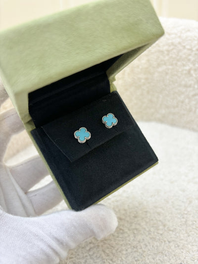 Van Cleef & Arpels VCA Sweet Alhambra Earrings with Turquoise in 18K White Gold