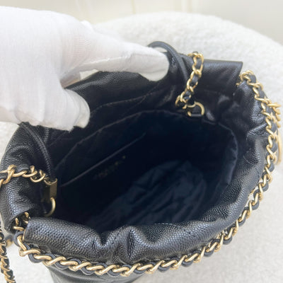 Chanel 22 So Black Mini Hobo Bag in 23K Black Caviar and GHW