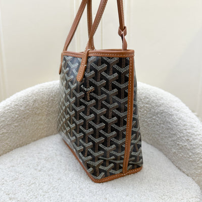 Goyard Mini Anjou in Black Goyardine Canvas with Camel Trim