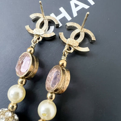 Chanel Dangling Earrings with Purple Crystals