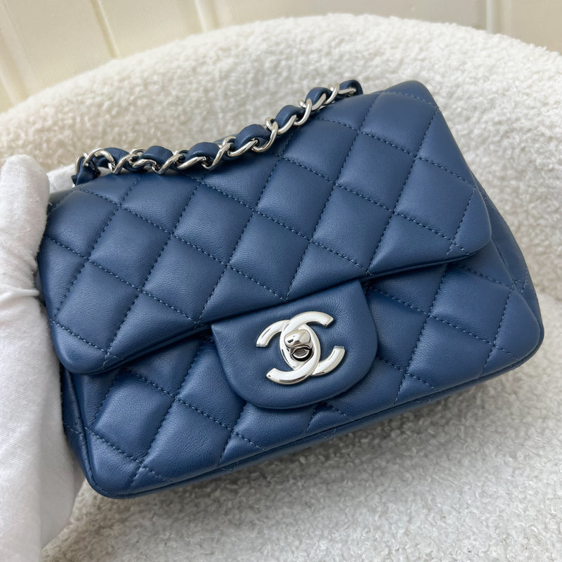 Chanel Classic Square Mini Flap in Blue Lambskin and SHW