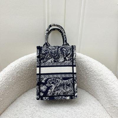 Dior Mini Vertical Book Tote in Blue Toile de Jouy Reverse Embroidery Canvas AGHW