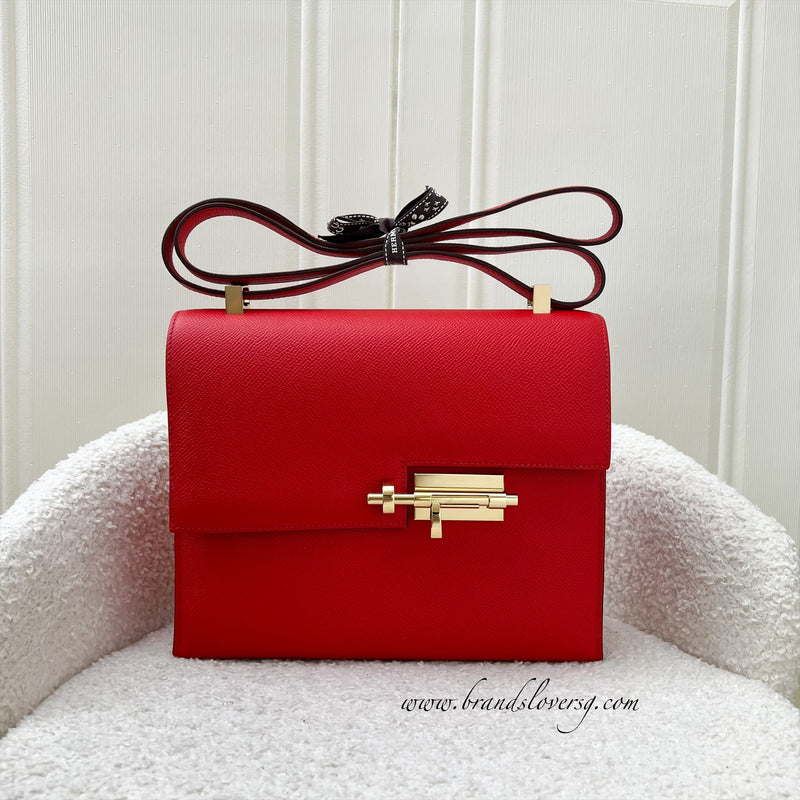 Hermes Verrou 21 in Rouge De Coeur Epsom Leather and GHW