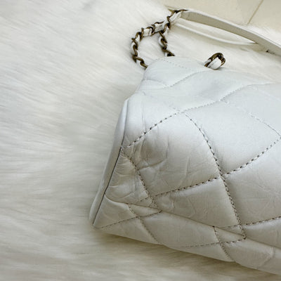 Chanel Just Mademoiselle Bowling Bag in White Calfskin and AGHW