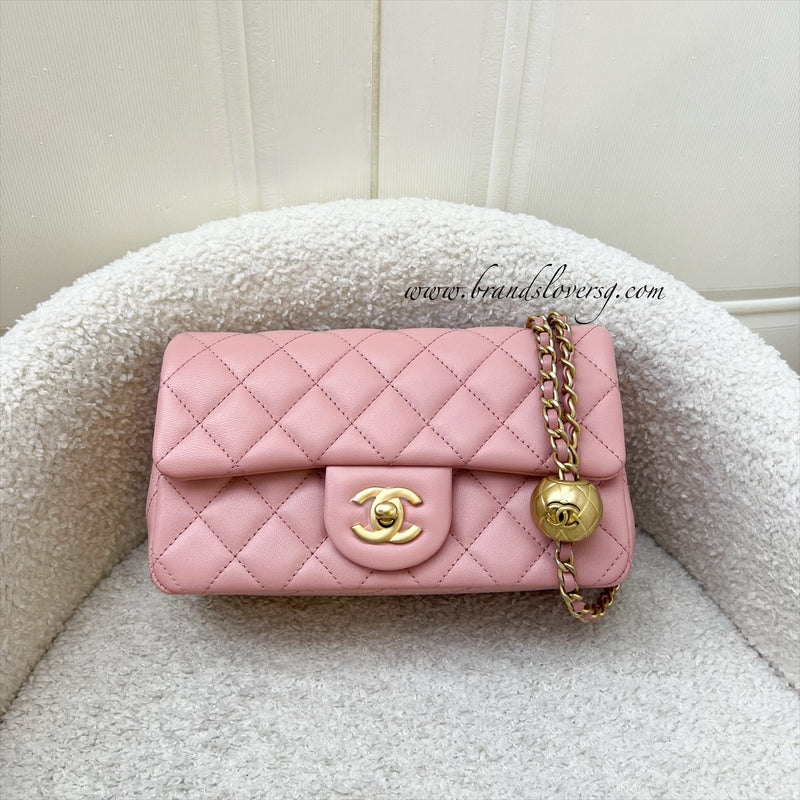 Chanel Pearl Crush Mini Rectangular Flap in 23K Pink Stiff Lambskin and AGHW