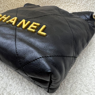 Chanel 22 Mini with Pearls in Black Distressed Calfskin and AGHW