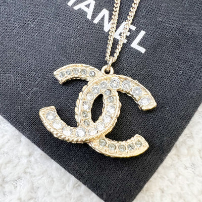 Chanel 15C CC Logo with Crystals Long Necklace in AGHW