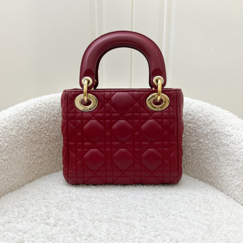 Dior Mini Lady Dior in Cherry Red Lambskin and GHW