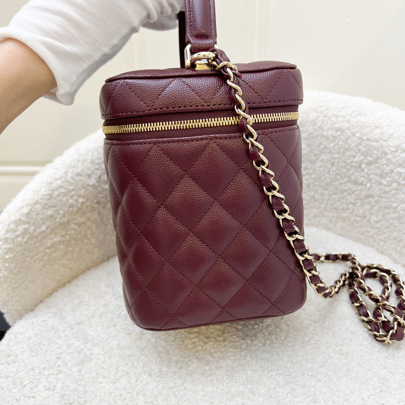 Chanel Top Handle Vanity Case in 21B Burgundy Red Caviar and LGHW