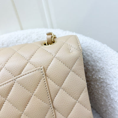 Chanel Medium Classic Flap CF in Beige Caviar and GHW