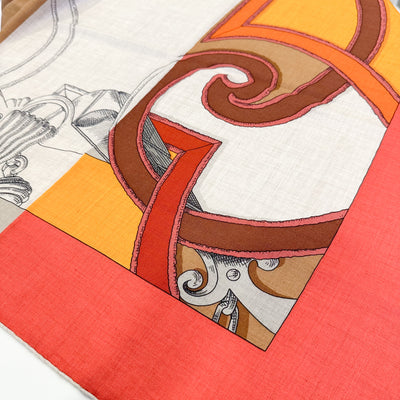 Hermes 140cm L'Instruction du Roy Shawl in HG / Corail / Orange / Naturel in 70% Cashmere and 30% Silk