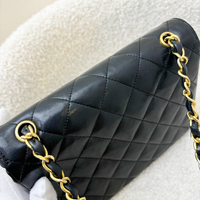 Chanel Vintage XL CC Logo Pushlock Mini Flap Bag in Black Lambskin and GHW