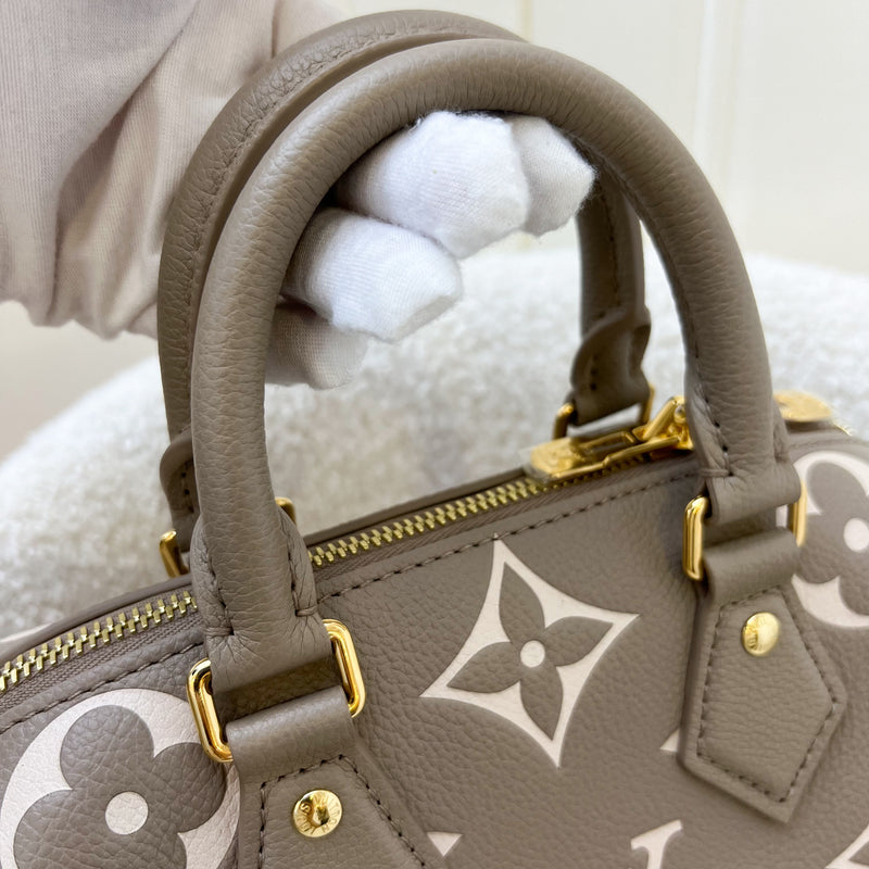 LV Speedy Bandouliere 20 in Tourterelle Giant Monogram Empreinte Leather and GHW