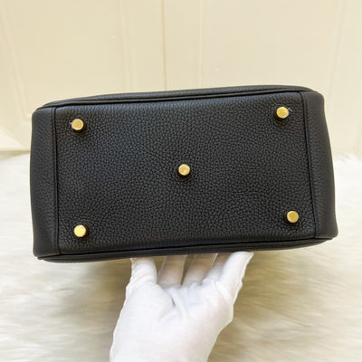 Hermes Lindy 26 in Black Noir Clemence Leather and GHW