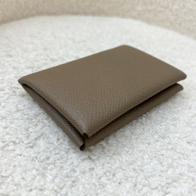 Hermes Calvi Card Holder in Etoupe Epsom Leather
