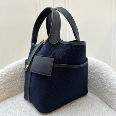 Hermes Picotin 18 Cargo in Bleu Marine Canvas, Noir Leather and GHW