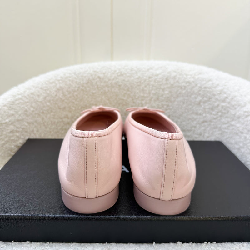 Chanel 23K Ballerina Flats in Pink Lambskin Size 37