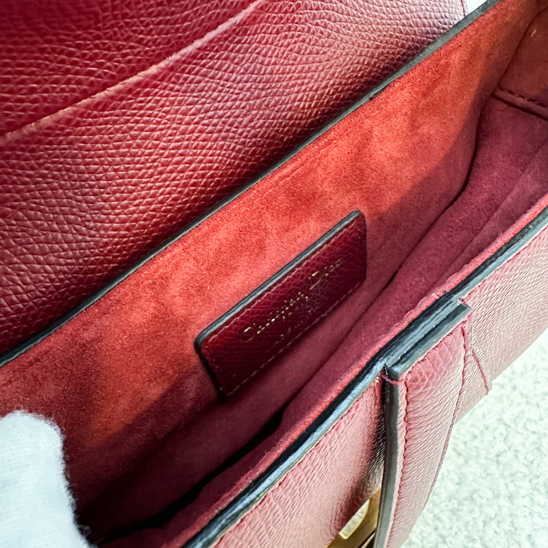 Dior Mini Saddle Bag In Dark Red Grained Calfskin AGHW