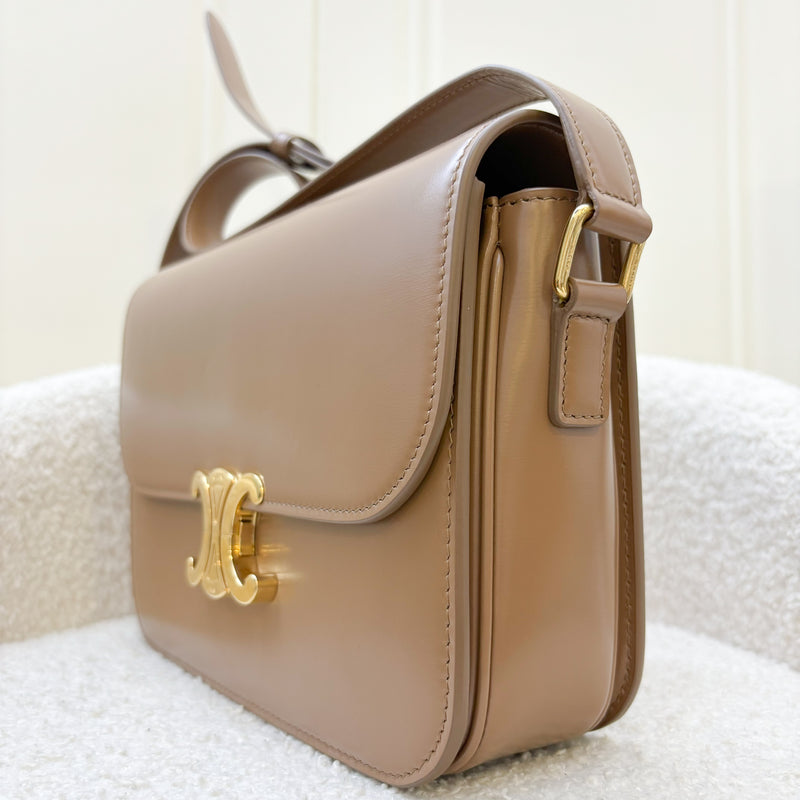 Celine Classique Triomphe Flap Bag in Bronze (Caramel) Shiny Calfskin and GHW