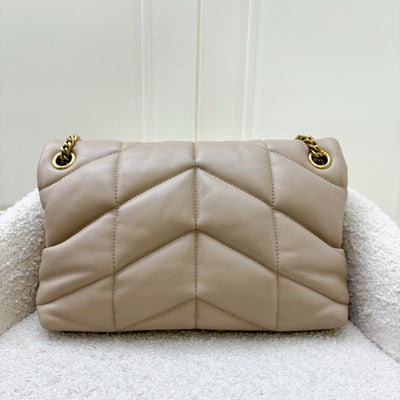 Saint Laurent YSL Small Loulou Puffer in Beige Lambskin and GHW