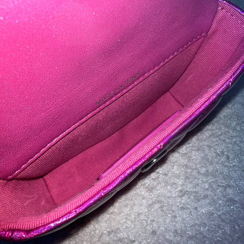 Chanel 24C Micro VIP Clutch in Fuchsia Pink Iridescent Mirror Goatskin SHW