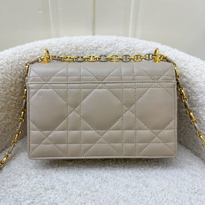 Dior Miss Caro Mini Flap Bag in Powder Beige Macrocannage Lambskin and GHW