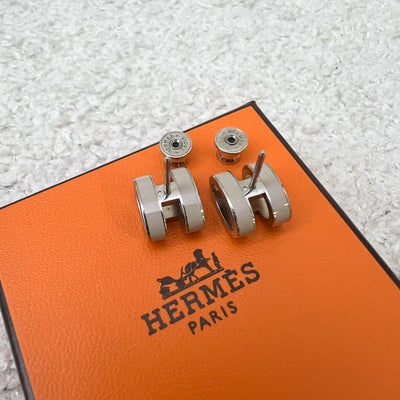 Hermes Pop H Earrings in Marron Glace Enamel and PHW