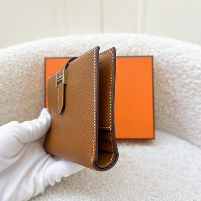 Hermes Bearn Compact Bifold Wallet in Gold Epsom Leather and PHW