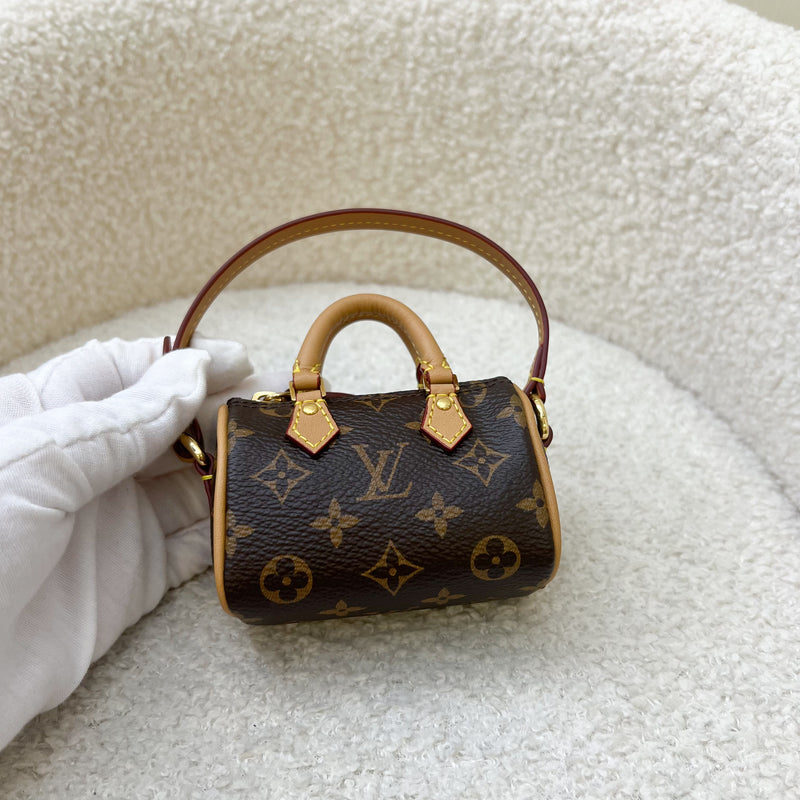 LV Micro Speedy Bag Charm in Monogram Canvas and GHW