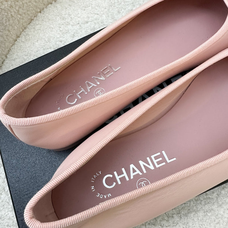 Chanel 23K Ballerina Flats in Pink Lambskin Size 37