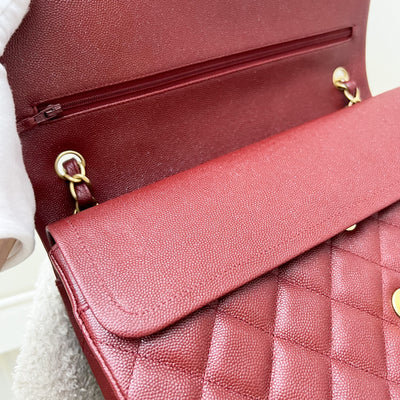 Chanel Classic Jumbo Double Flap in 18C Burgundy Dark Red Iridescent Caviar and AGHW