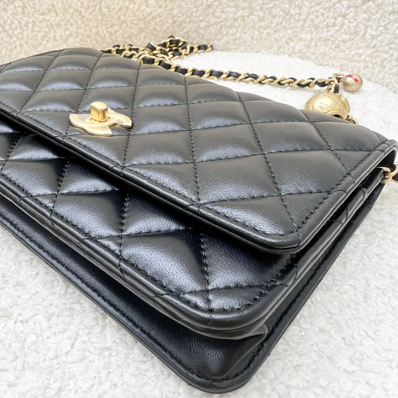 Chanel Pearl Crush Wallet on Chain WOC in Black Lambskin and AGHW