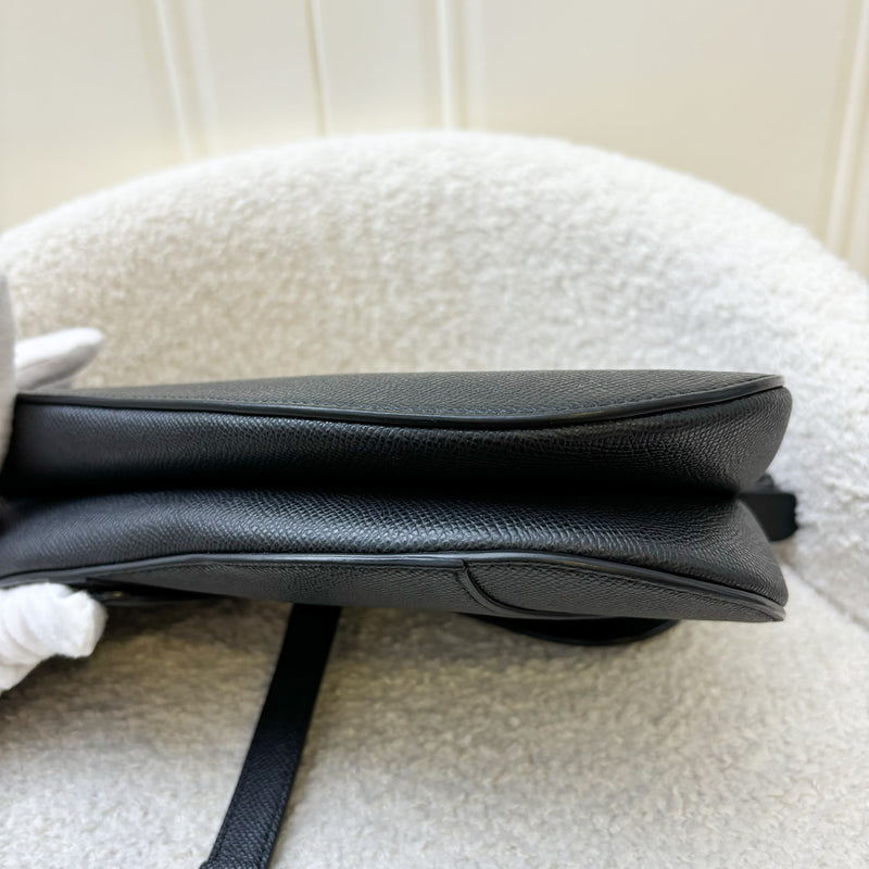 Dior Medium Saddle Bag with Strap in Black Grained Calfskin and AGHW (With Additional Canvas Strap)