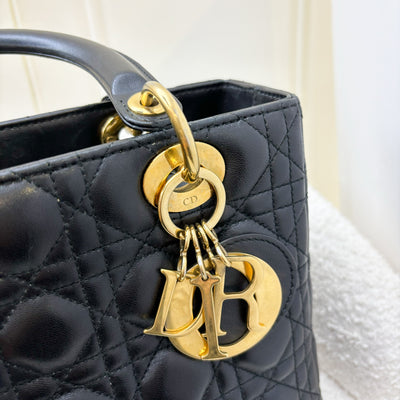 Dior Medium Lady Dior in Black Lambskin and GHW