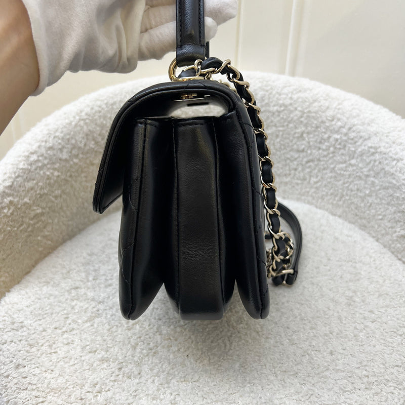 (July 2024 Receipt) Chanel Top Handle Mini Trendy CC Flap in Black Lambskin and LGHW