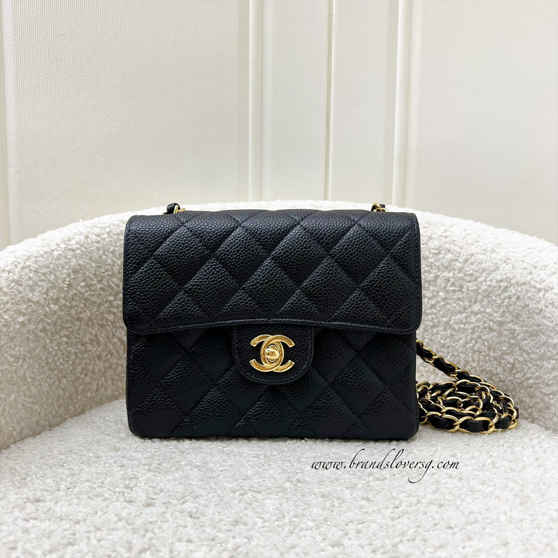 Chanel Vintage Classic Mini Square Flap in Black Caviar and 24K GHW